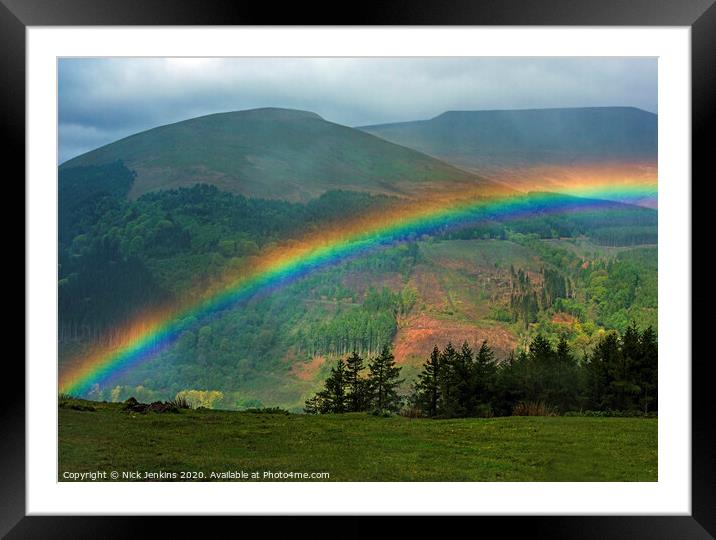 Rainbow over the Talybont Valley Brecon Beacons Framed Mounted Print by Nick Jenkins
