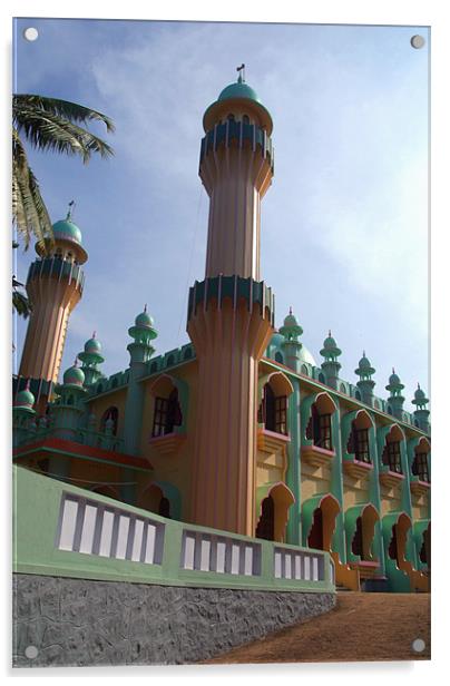 Beachside Mosque Varkala Acrylic by Serena Bowles