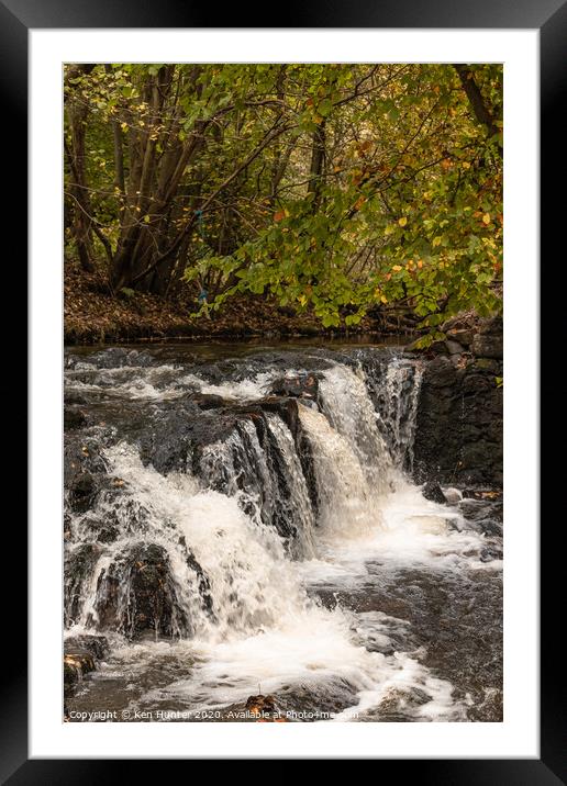 Waterfall Under Autumn Colours Framed Mounted Print by Ken Hunter