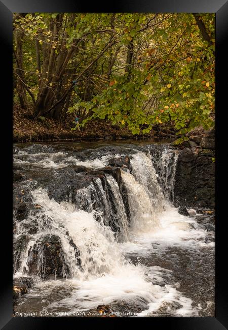 Waterfall Under Autumn Colours Framed Print by Ken Hunter