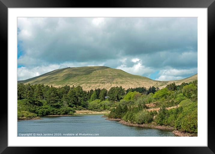 Across Lower Neuadd Reservoir to Cribyn Beacons  Framed Mounted Print by Nick Jenkins