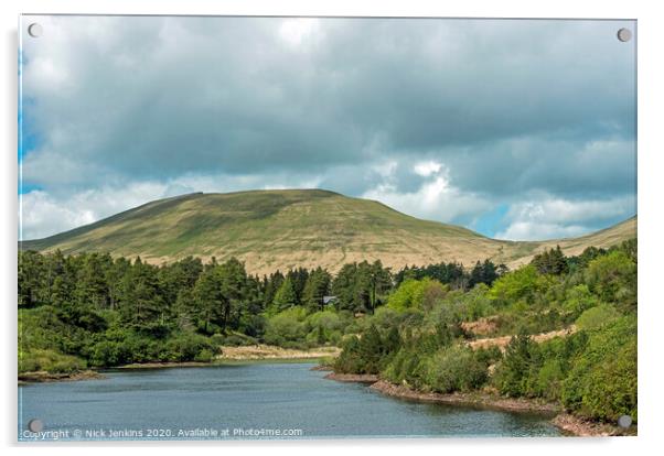Across Lower Neuadd Reservoir to Cribyn Beacons  Acrylic by Nick Jenkins