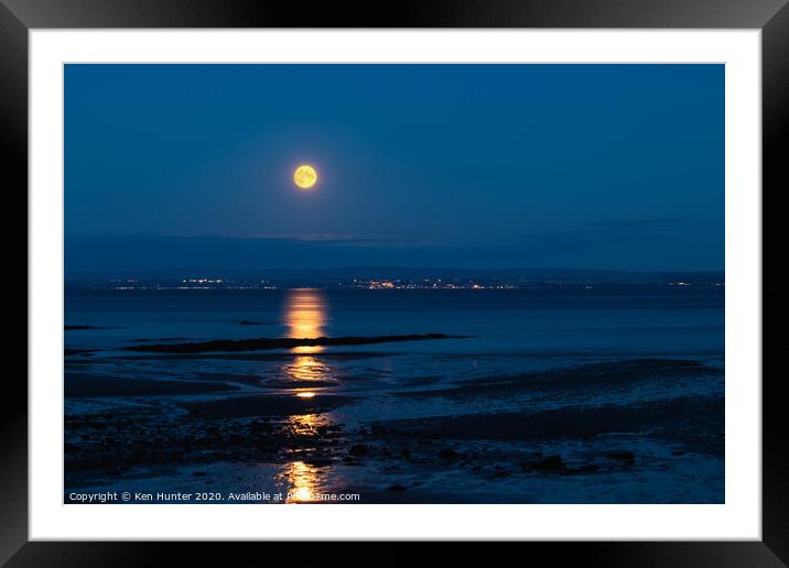 Moonlight on Kinghorn Beach Framed Mounted Print by Ken Hunter