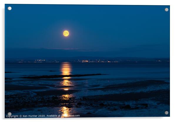 Moonlight on Kinghorn Beach Acrylic by Ken Hunter