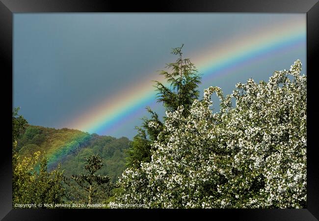 Partial Rainbow over Trees above Talybont Valley Framed Print by Nick Jenkins