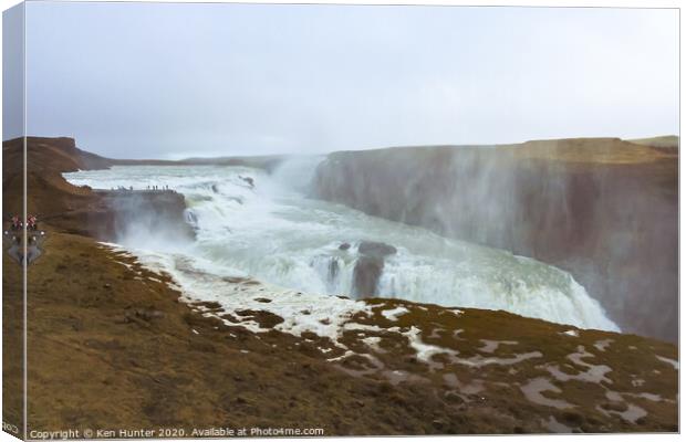   The Gullfoss Waterfall, Iceland Canvas Print by Ken Hunter