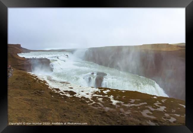   The Gullfoss Waterfall, Iceland Framed Print by Ken Hunter
