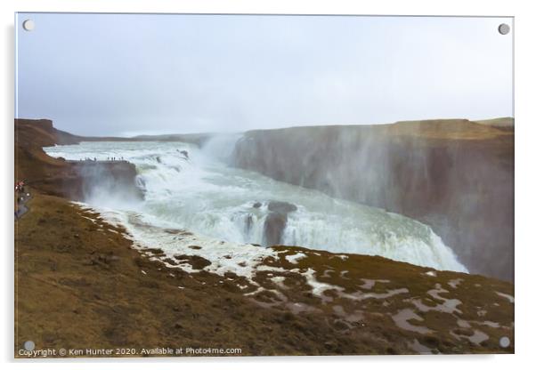   The Gullfoss Waterfall, Iceland Acrylic by Ken Hunter