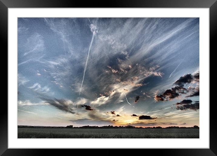 Sunset Clouds & Contrails Framed Mounted Print by peter tachauer