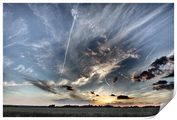 Sunset Clouds & Contrails Print by peter tachauer