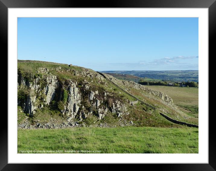 Hadrian's Wall at Highshields Crags West of Sycamore Gap Framed Mounted Print by Ursula Keene