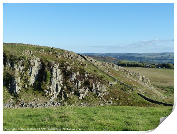 Hadrian's Wall at Highshields Crags West of Sycamore Gap Print by Ursula Keene