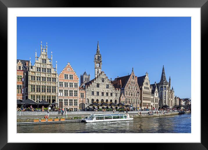 Guildhalls at the Graslei / Grass Lane in the City Ghent, Belgium Framed Mounted Print by Arterra 