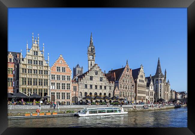 Guildhalls at the Graslei / Grass Lane in the City Ghent, Belgium Framed Print by Arterra 
