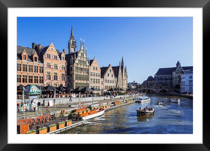 Graslei / Grass Lane in the city Ghent, Belgium Framed Mounted Print by Arterra 