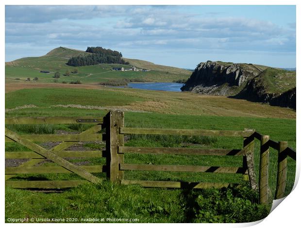 View of Hadrian’s Wall at Steel Rigg & Crag Lough. Print by Ursula Keene