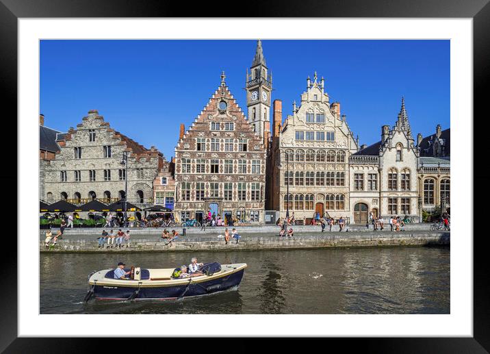 Medieval Guildhalls in the City Ghent, Belgium Framed Mounted Print by Arterra 