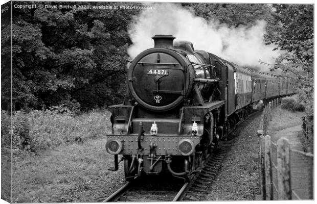 Steam locomotive 44871 in black and white. Canvas Print by David Birchall