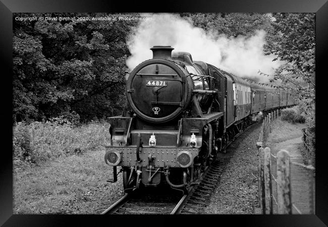 Steam locomotive 44871 in black and white. Framed Print by David Birchall