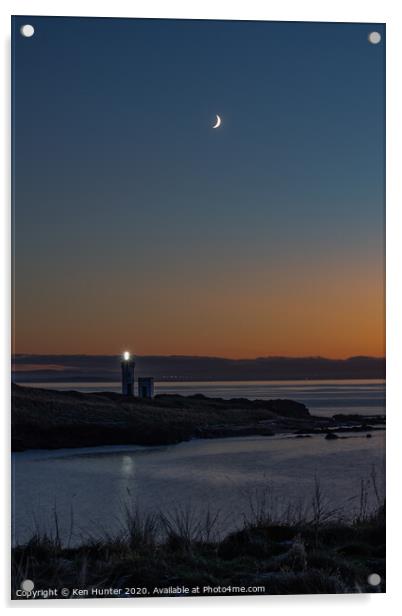 Lighthouse Beacon at Dusk on a Wintry Headland Acrylic by Ken Hunter
