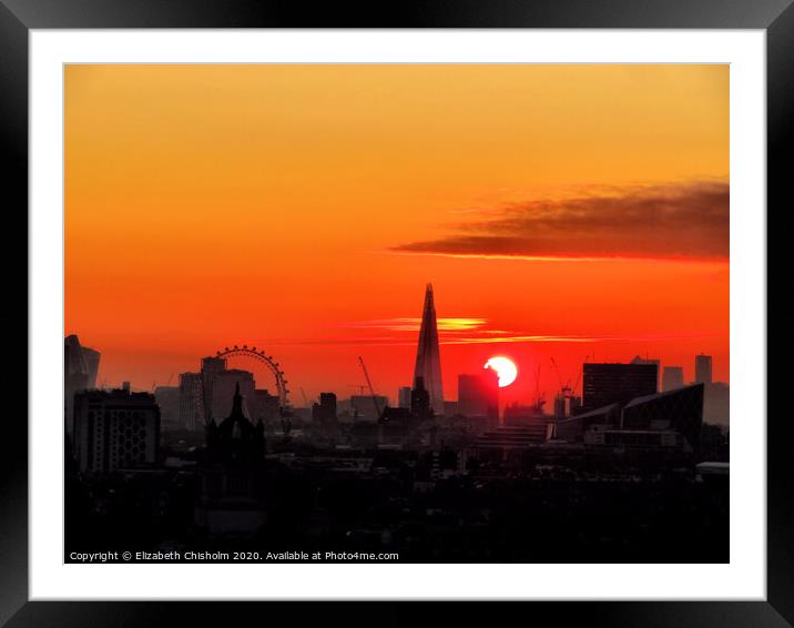 Sunrise over London skyline Framed Mounted Print by Elizabeth Chisholm
