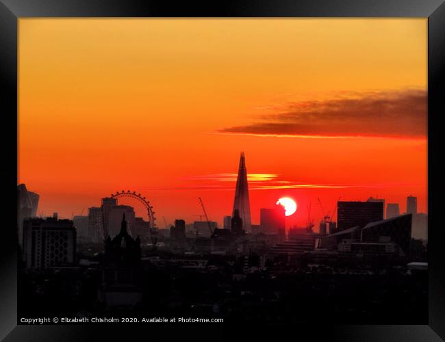 Sunrise over London skyline Framed Print by Elizabeth Chisholm
