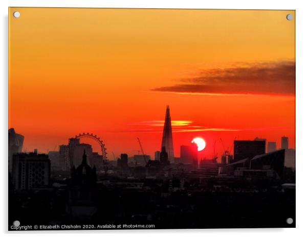 Sunrise over London skyline Acrylic by Elizabeth Chisholm