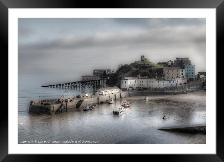 Tenby Harbour Framed Mounted Print by Len Pugh