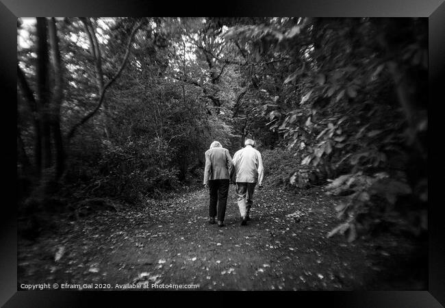 Old couple walking Framed Print by Efraim Gal