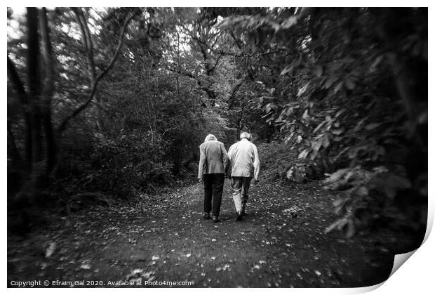 Old couple walking Print by Efraim Gal