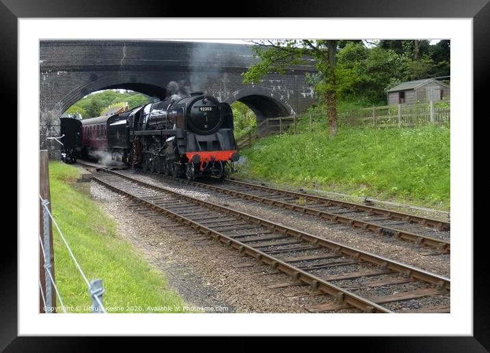 Black Prince emerges from under Bridge 302 Sandy Hill Lane North Norfolk Railway Framed Mounted Print by Ursula Keene