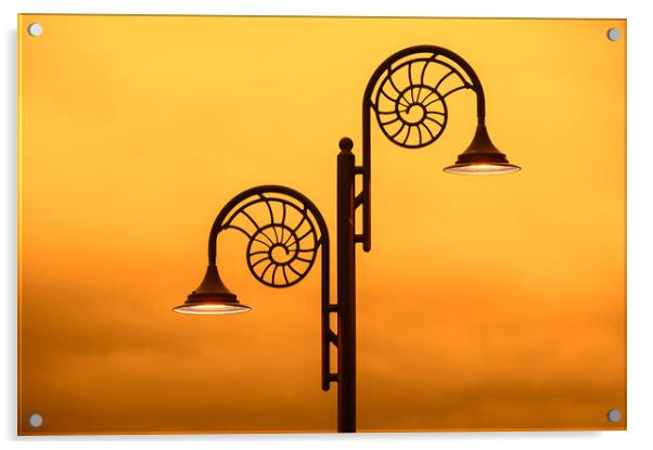 Ammonite-Design Streetlamp in Lyme Regis, Dorset Acrylic by Arterra 
