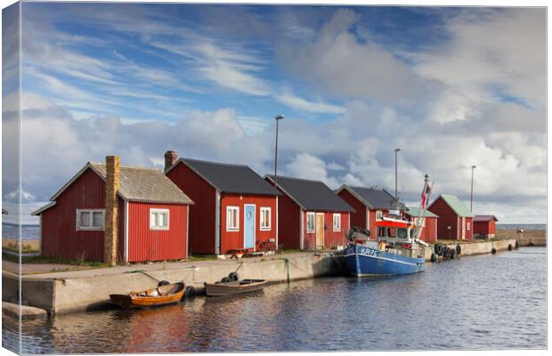 Red Fishermen's Cottages, Oland, Sweden Canvas Print by Arterra 