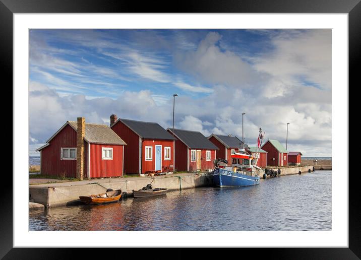 Red Fishermen's Cottages, Oland, Sweden Framed Mounted Print by Arterra 