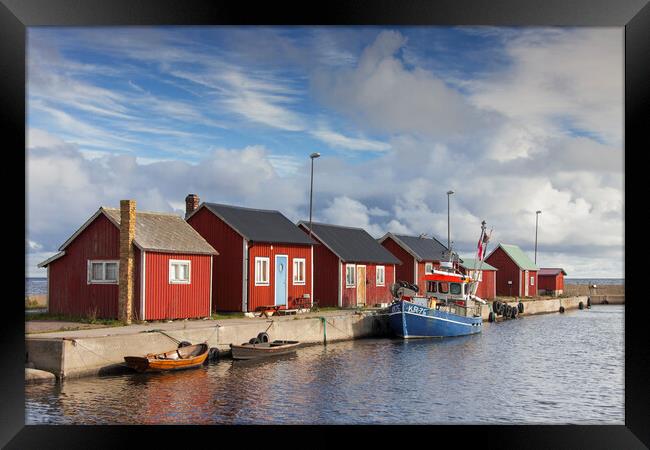 Red Fishermen's Cottages, Oland, Sweden Framed Print by Arterra 