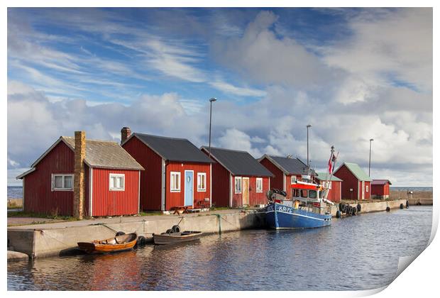 Red Fishermen's Cottages, Oland, Sweden Print by Arterra 