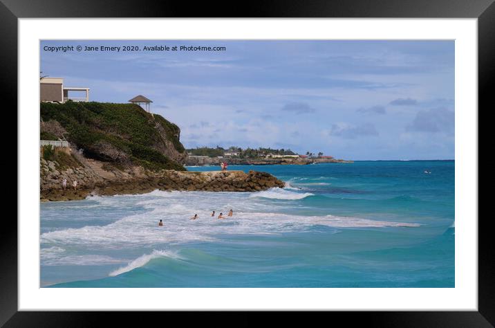 Outdoor cean beach, The Crane Framed Mounted Print by Jane Emery