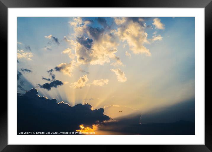 Sunset sky and clouds Framed Mounted Print by Efraim Gal