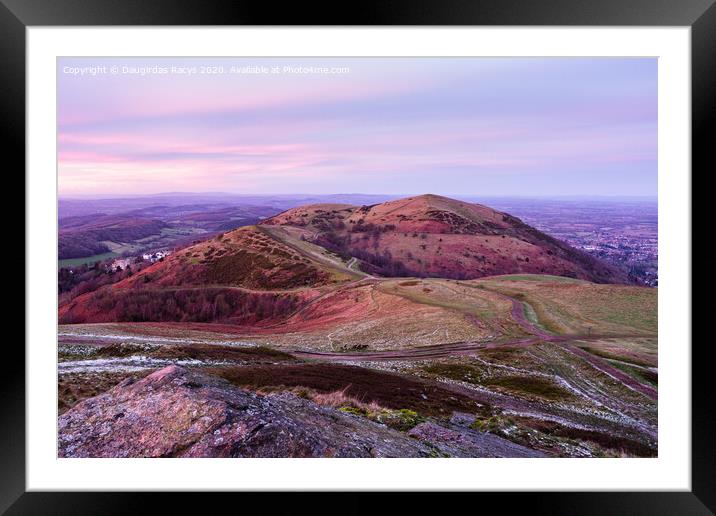 Wintry Malvern Hills Landscape at dusk Framed Mounted Print by Daugirdas Racys