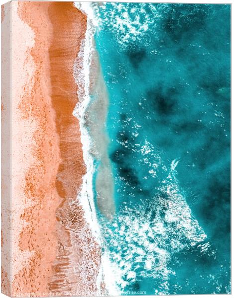 Coastal Print, Summer Beach, Ocean Waves Aerial, Aerial Beach Coastal Print, Aerial Ocean Print, Art Print Canvas Print by Radu Bercan