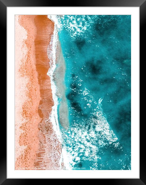 Coastal Print, Summer Beach, Ocean Waves Aerial, Aerial Beach Coastal Print, Aerial Ocean Print, Art Print Framed Mounted Print by Radu Bercan