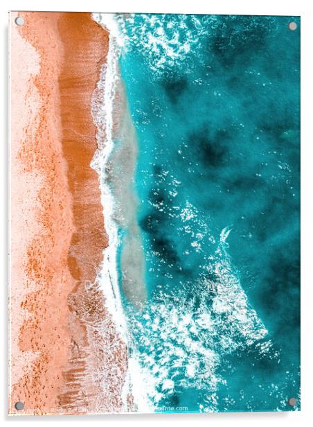 Coastal Print, Summer Beach, Ocean Waves Aerial, Aerial Beach Coastal Print, Aerial Ocean Print, Art Print Acrylic by Radu Bercan