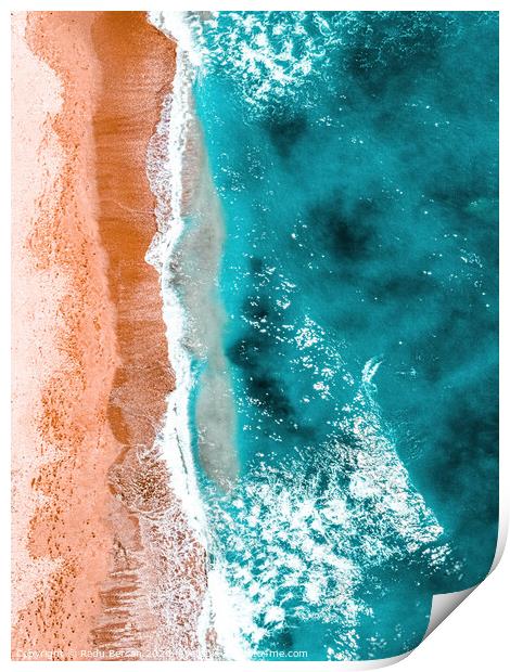 Coastal Print, Summer Beach, Ocean Waves Aerial, Aerial Beach Coastal Print, Aerial Ocean Print, Art Print Print by Radu Bercan