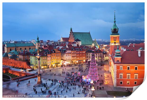 Old Town of Warsaw at Dusk Print by Artur Bogacki