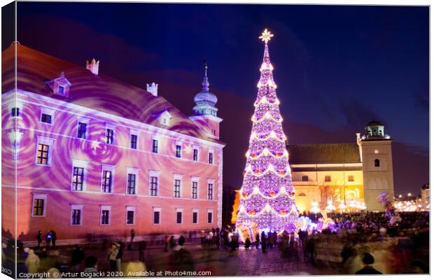 Christmas Tree in Warsaw Old Town Canvas Print by Artur Bogacki