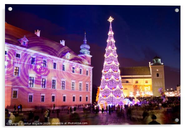 Christmas Tree in Warsaw Old Town Acrylic by Artur Bogacki