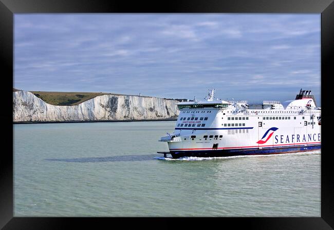 White Cliffs of Dover and Seafrance Ferry Boat Framed Print by Arterra 