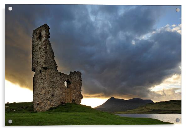 Ardvreck Castle at Sunset, Scotland Acrylic by Arterra 