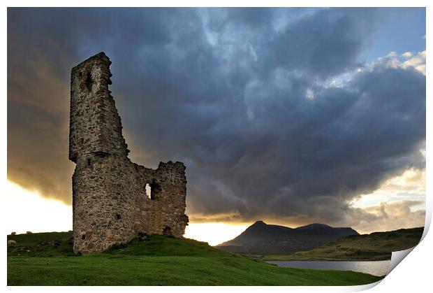 Ardvreck Castle at Sunset, Scotland Print by Arterra 