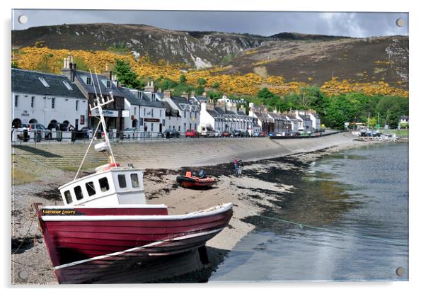 Fishing Boat in the Ullapool Harbour, Scotland Acrylic by Arterra 
